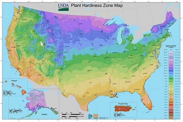 USDA Horticultural Planting & Hardiness Zone Map