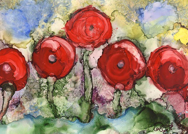 Flower Art with Alcohol Inks