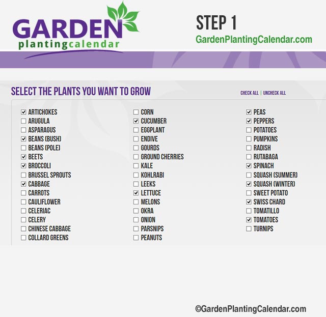 GardenPlantingCalendar.com - Select the Types of Plants You Want to Grow
